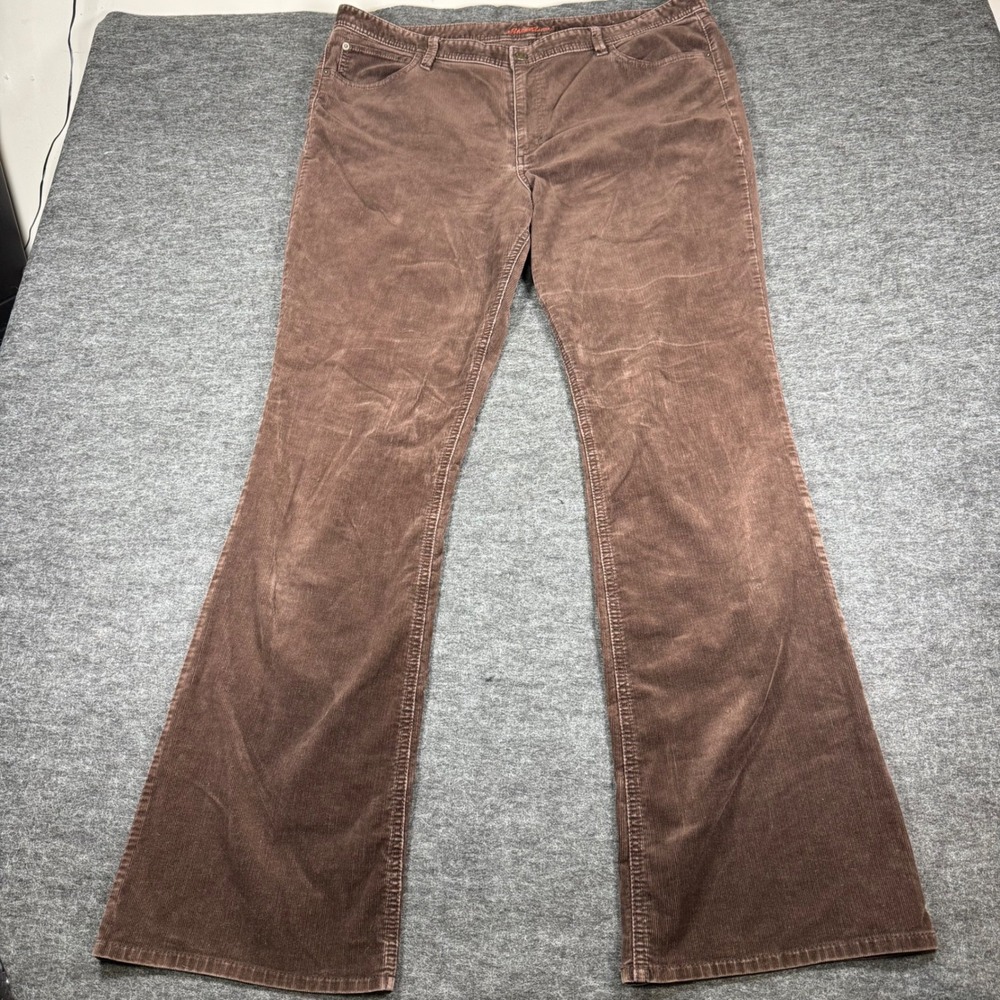 Eddie Bauer Corduroy Pants Womens 18 Tall Brown‎ Flare Leg 90s Vintage Style
